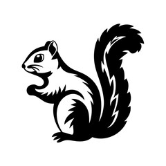 A Striking Black and White Illustration of a Squirrel in a Classic Style