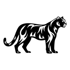 Fierce Black Panther Tribal Tattoo Design Style Illustration Graphic