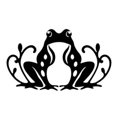 Symmetrical Black Frog Design with Elegant Floral Accents A Stylish Amphibian Illustration