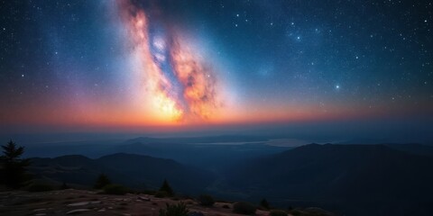 Serene cosmic vista viewed from celestial perspective, belief, transcendent