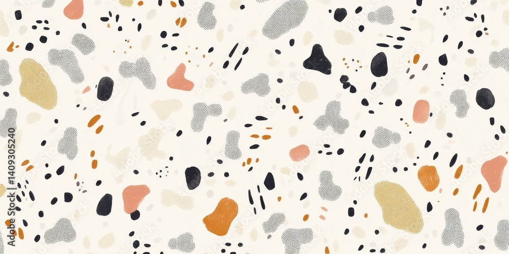 Aufkleber terrazzo texture: an eye-level shot of a colorful terrazzo pattern, showcasing a vibrant mix of shap