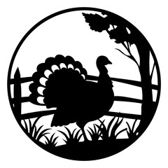 Silhouette of a Thanksgiving Turkey in a Rustic Farm Setting