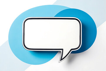 Naklejka premium Minimalist White Speech Bubble with Blue Shadow for Dialogue and Communication Design