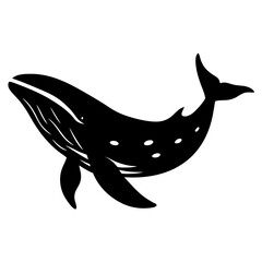Majestic Black Whale Silhouette Ocean Animal Aquatic Life Marine Mammal Underwater Creature Sea Life Design Graphic Illustration
