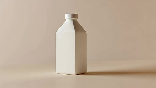 White Rectangular Bottle on Beige Background
