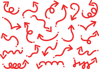 手描き風の赤色の矢印セット