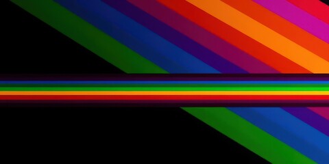 Six bold horizontal rainbow stripes on black background, gender identity, celebration