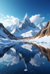Snow Mountain Terrain Future Abstract Architecture Water Surface Sky Background