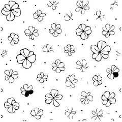 Monochrome floral pattern with scattered blossoms