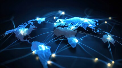 Global Network Connections, World Map, Digital Connections,  Background shows global network. Possible use Business presentation