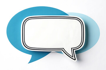 Naklejka premium Minimalist White Speech Bubble with Blue Shadow for Dialogue and Communication Design