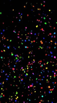 Seamless funny vertical video of a colorful rainbow confetti isolated with copy space. Carnival or Gay pride backdrop.