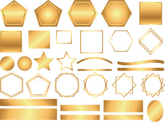 金色の装飾枠や素材のイラストセット
