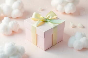Pastel pink gift box with ribbon, gift background wallpaper