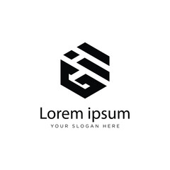 Initial GI Logo Polygon Shape Letter logo Design white background
