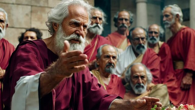 A prophet preaching the Word of God to the crowd 4K