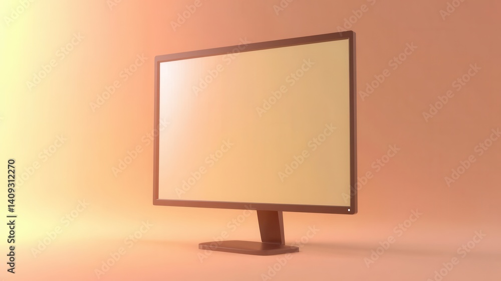 Aufkleber modern flat screen monitor display on peach background perfect for mockups and presentations in the 