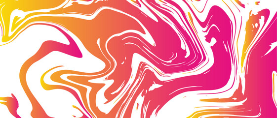 Vivid abstract marble texture with swirling neon yellow, rose red, and cyan on a bright white background. Fluid, organic  smooth, paint-like lines with mimic ink and acrylic flow.