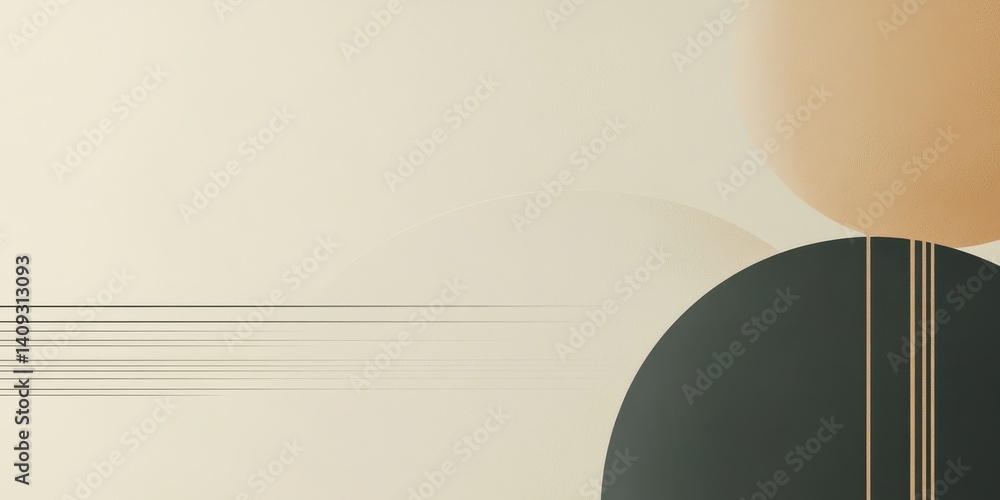 Poster abstract geometric composition: a minimalist digital art piece featuring smooth gradients and simple