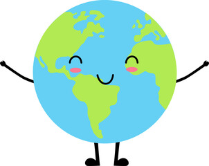Cute Earth character smiling happily