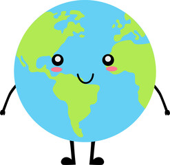 Cute Earth character smiling happily