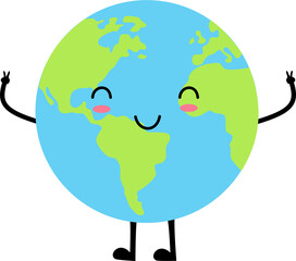 Cute Earth character smiling happily