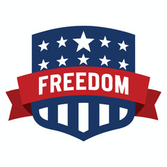 USA Independence Day freedom Banner, 4th of July American banner vector on white background
