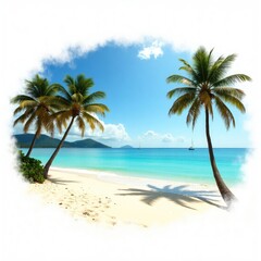 tropical beach with palm trees