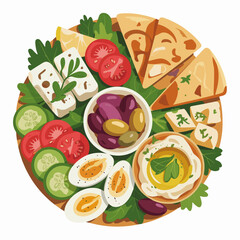 Mediterranean Breakfast Platter with Hummus, Feta, and Pita