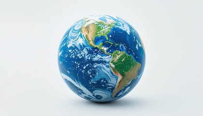 Fototapeta premium earth globe on white background, globe on a white background, earth in circle shape, wide background, 32k Resolution