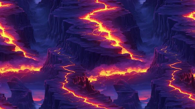 Seamless Lava Canyon Loop Animation Background