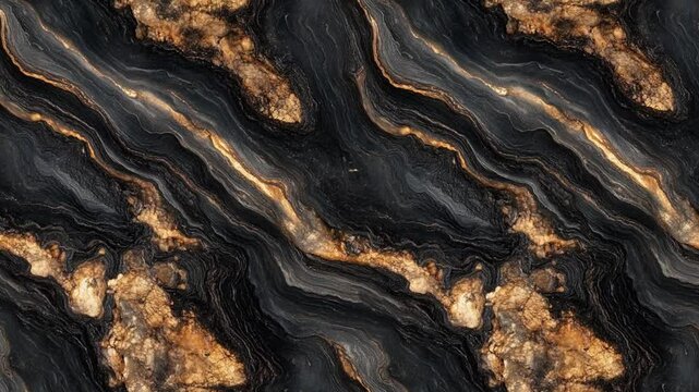 Black and Gold Lava Flowing Loop Animation Background