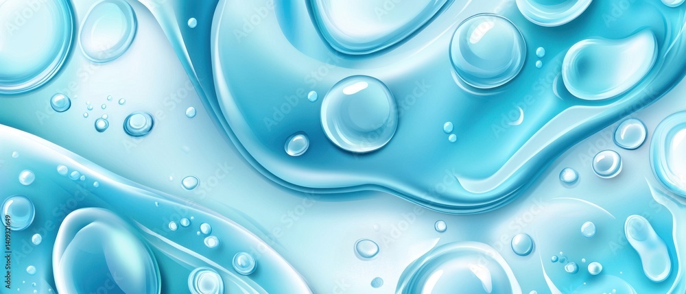 Poster serene water droplets abstract background with light blue tones for refreshing visuals and clean des