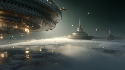 Futuristic Brutalist Architecture in Sci-Fi Alien and Space Environments