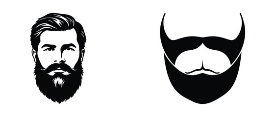Beard Silhouette Icon Set: Minimalist and Bold Grooming Design