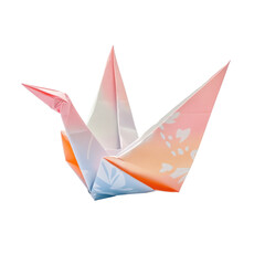 Pastel Origami Crane on transparent background