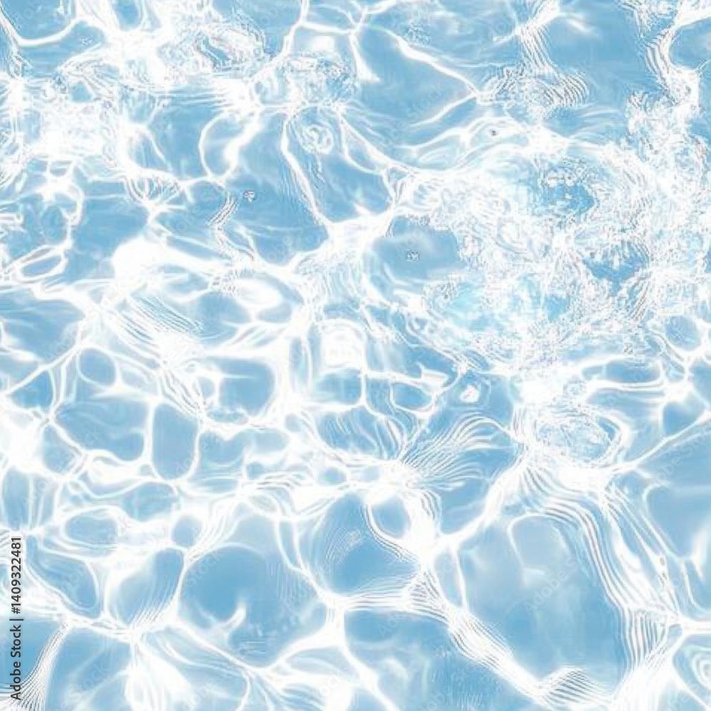 Poster serene light blue water surface with sparkling sunlight creating abstract patterns and reflections c