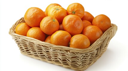 Basket of Clementines: A wicker basket overflowing with plump, juicy clementines, ready to be enjoyed. The bright orange hues and smooth skin exude a sense of freshness and delight.