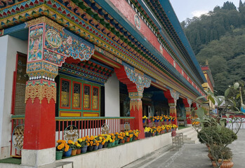 The colorful giant Drukpa Kagyud Monastery also known as Dali Monastery in Darjeeling. It was built...