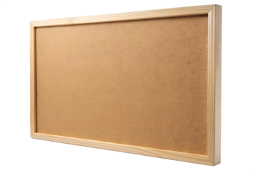 Framed bulletin board blank isolated on transparent background.