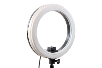 Led ring light for photography isolated on transparent background.