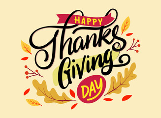 Happy thanksgiving day lettering graphic vector illustration