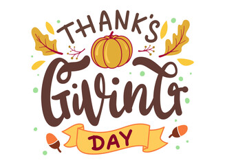 Happy thanksgiving day lettering vector illustration