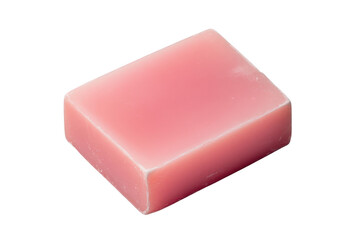 Pink soap bar resting on transparent background