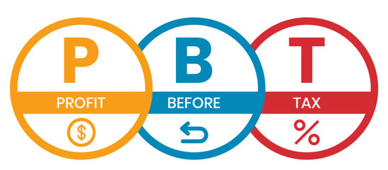 PBT - profit before tax. acronym business concept. vector illustration concept with keywords and icons. lettering illustration with icons for web banner, flyer, landing page, presentation