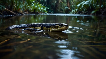 Fototapeta premium anaconda in water 