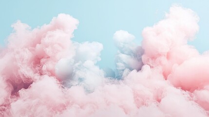 Fototapeta premium Dreamy Cotton Candy Clouds with Soft Pastel Sky Background