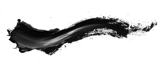 Monochromatic Abstract Swirl: Bold Black Paintstroke on a Clean Canvas