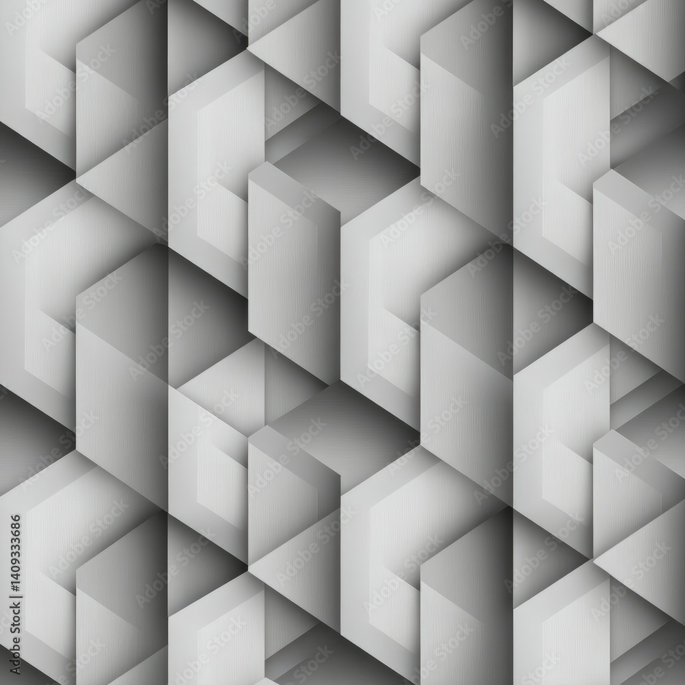 Poster abstract gray hexagonal cubes: a modern minimalist design