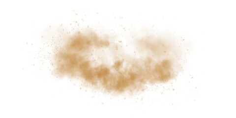 This illustration shows sandy smoke clouds with dust and fine particles on a transparent background
